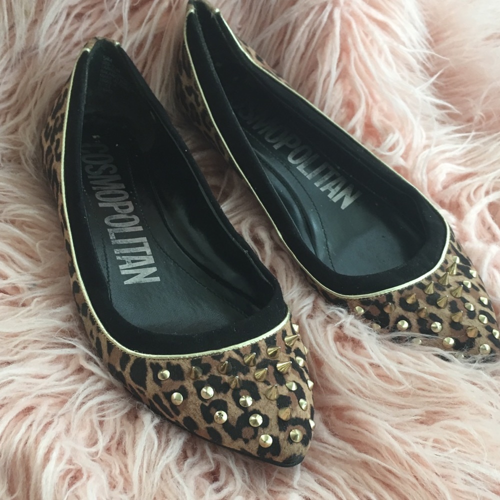 Cosmopolitan Leopard Pointy Spiky Flats